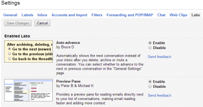 Add Gmail Labs experiments