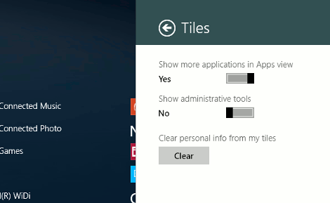 Select a more compact Start screen
