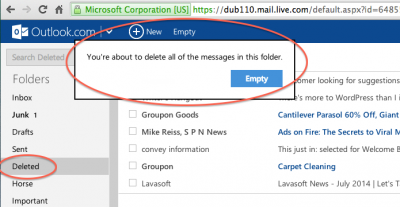 Empty Outlook.com's Deleted folder