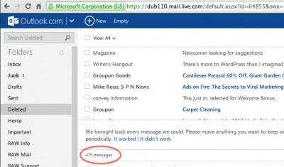 Recover deleted mail on Outlook.com