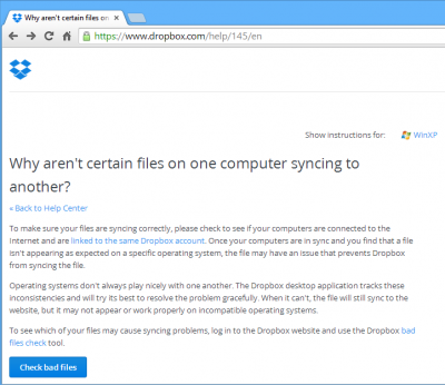 Dropbox sync help