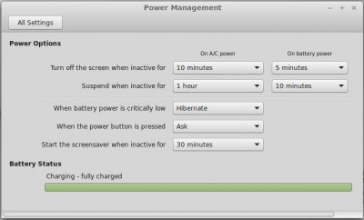 Linux opower settings