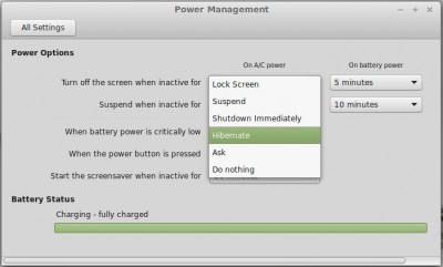 Choose the power button options