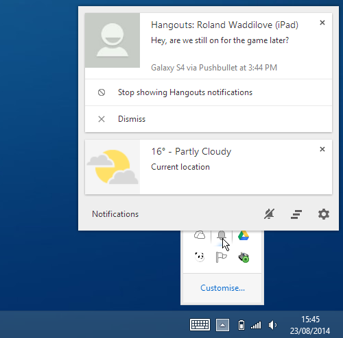 Pushbullet notifications