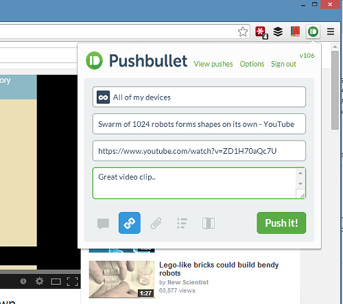 Exchange files and text with Pushbullet