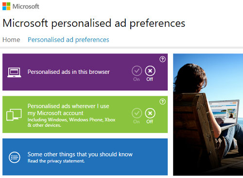 Ad choices for Microsoft