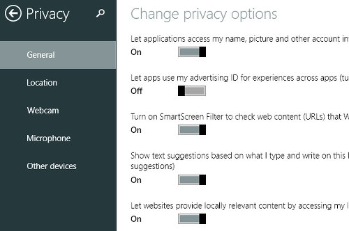 Ad settings in Windows 8