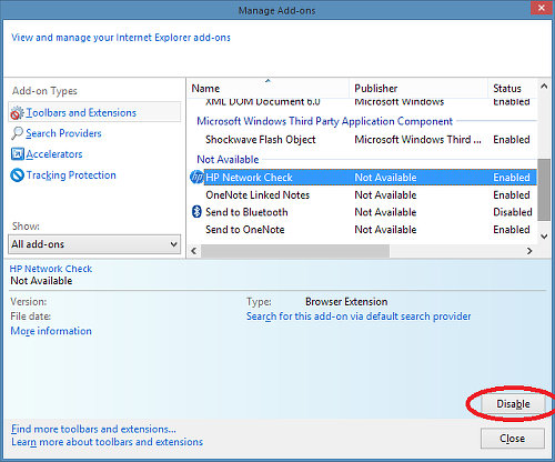 Internet Explorer add-ons