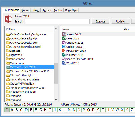 JetStart Windows Start menu