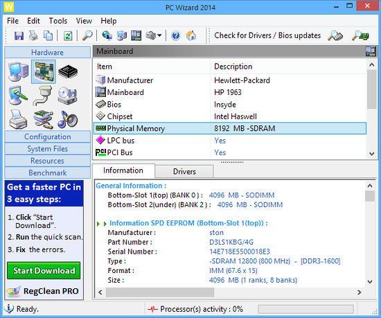 PC Wizard hardware identification