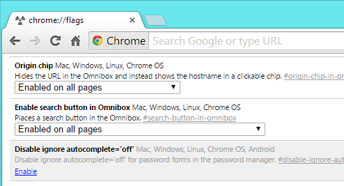 Chrome settings
