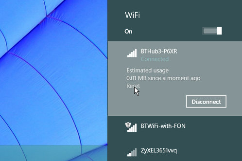 Reset internet data usage