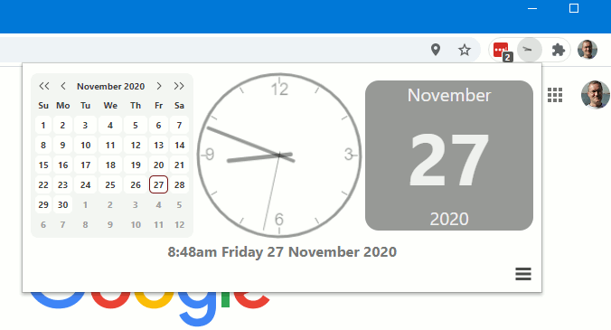 Clock for Chrome browser extension