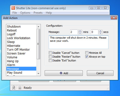 Shutter Lite actions