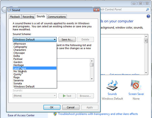 Set a Windows sound scheme