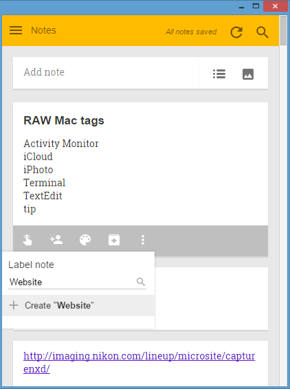 Create a label for a note