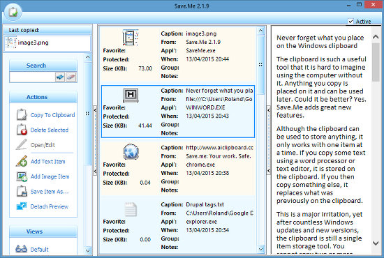 Save.Me clipboard for Windows