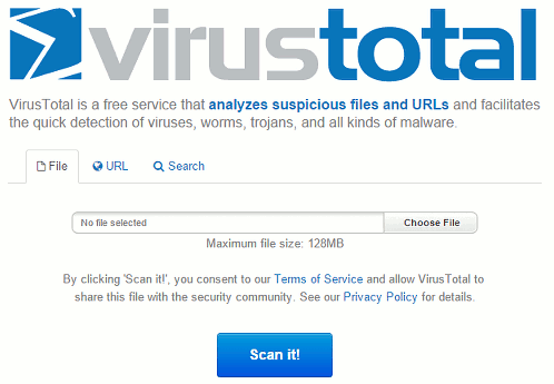 Check for malware with VirusTotal
