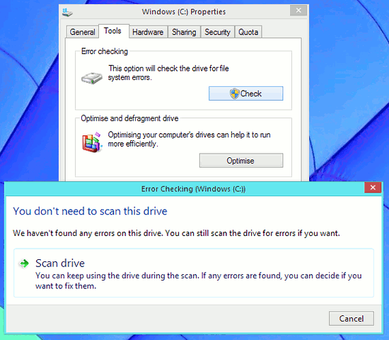 Check the disk for errors