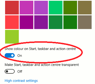 Windows 10 colour scheme