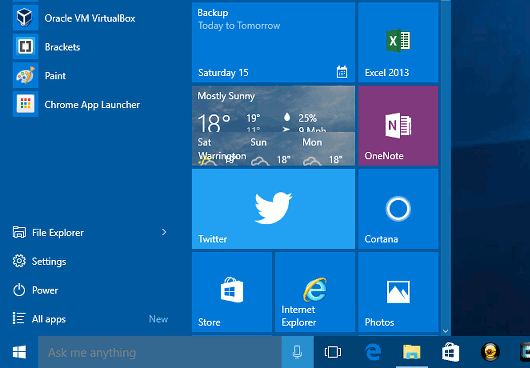 Windows 10 colour scheme