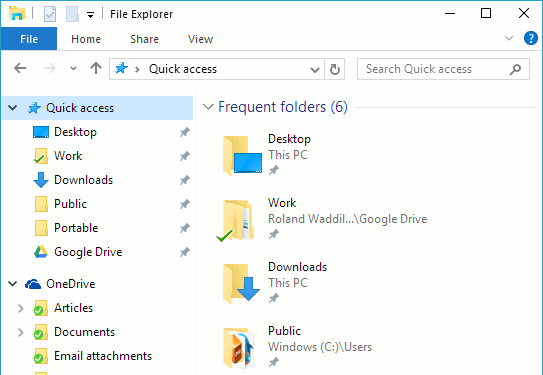 Explorer Quick access