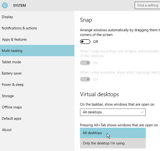 Task View in Windows 10