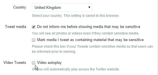 Twitter settings
