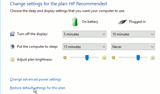 Windows power plan
