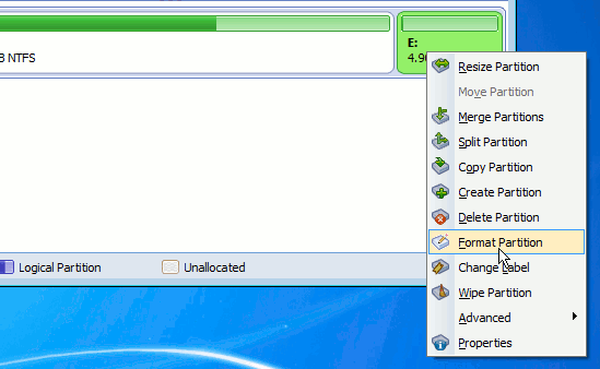 Format a disk partition