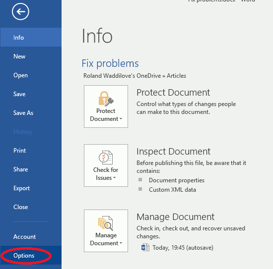 Check Word document for errors