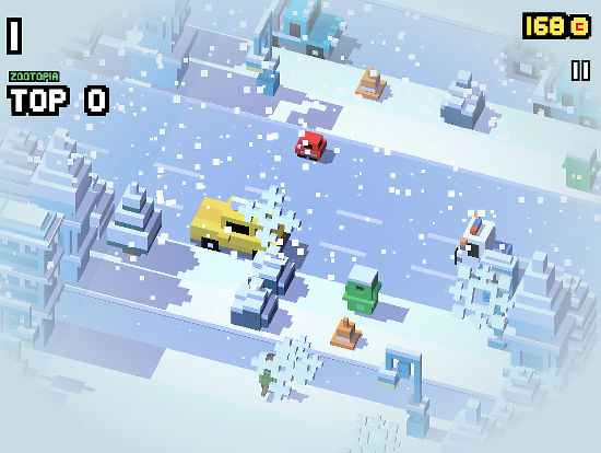 From desert head to icy coldness, this is another scene from Disney Crossy Road