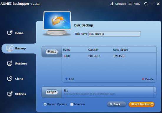 Backupper Standard free Windows backup utility