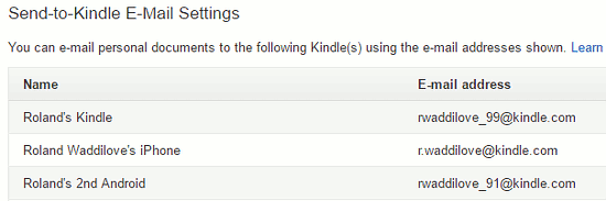 Your Amazon account settings