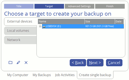 Select the backup options in Paragon Backup and Recovery 16