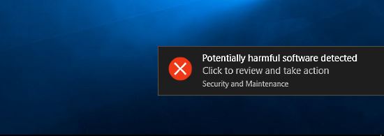 Windows Defender detects malware