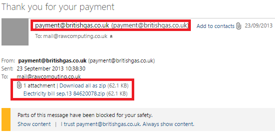 An example of a phishing email