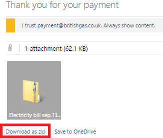 Malware attachment to an email