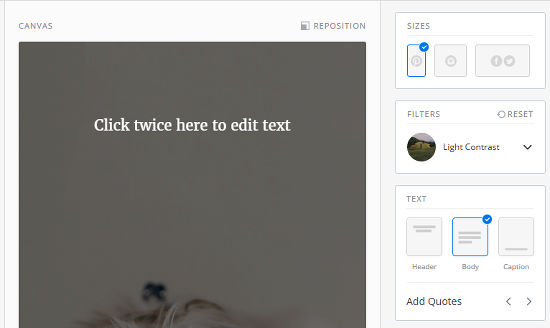 Pablo online image editor for creating shareable images