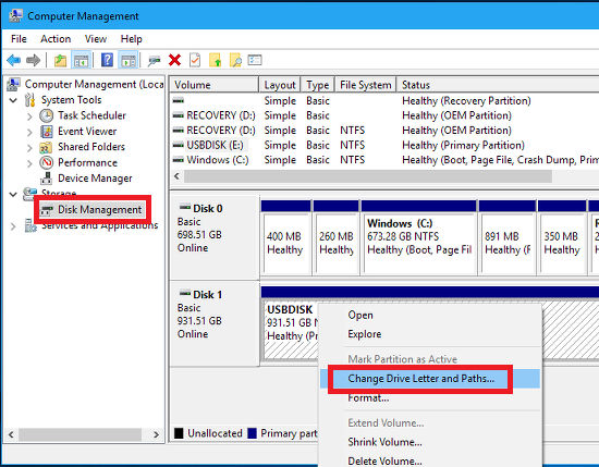 The Disk Management tool in Windows - see disks, format them and so on