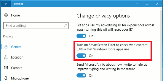 Enable SmartScreen in Windows 10 to protect against malicious URLs