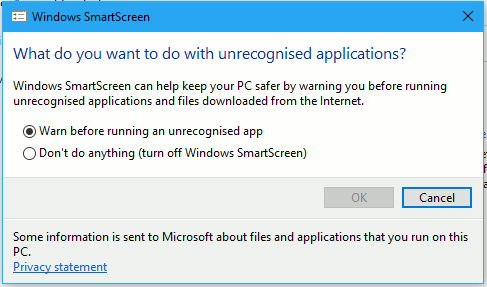 Enable SmartScreen in Windows to protect against malware