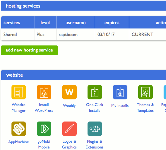 cPanel is a very common interface for administering web hosting accounts