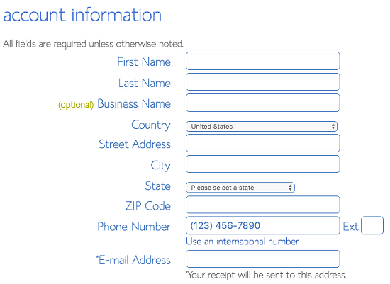Sign up for web hosting