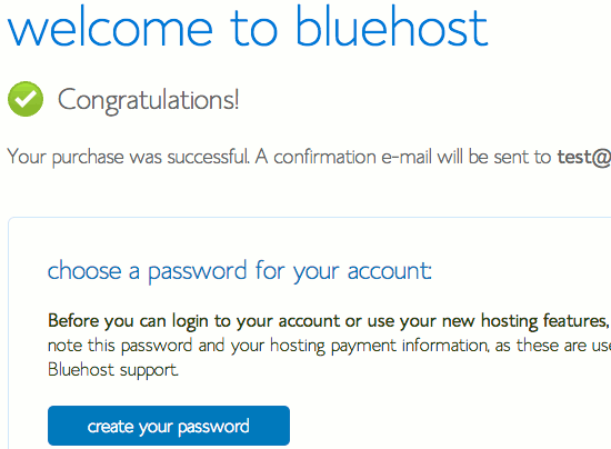 Create a password for your web hosting account