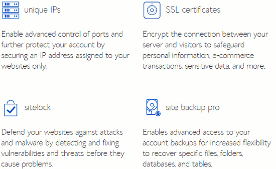 Security options with web hosting