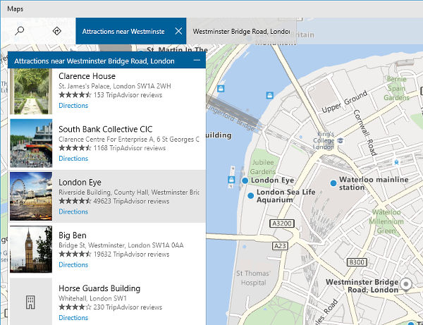 The Maps app in Windows 10