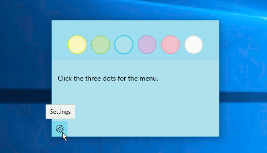 Select a colour for the sticky note on the desktop in Windows