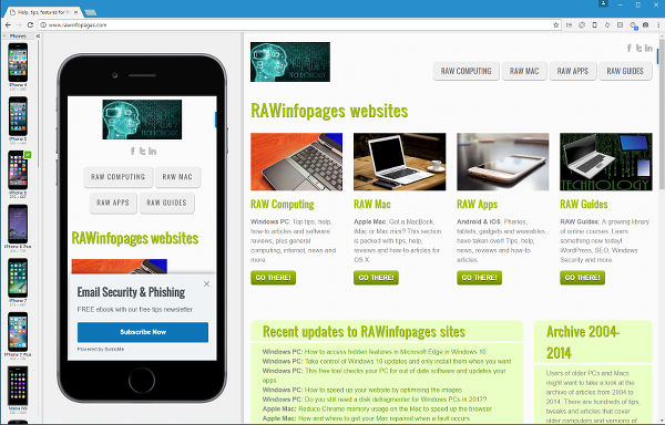 Blisk web browser emulates popular mobile phones and tablets