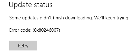 Windows update fails to work